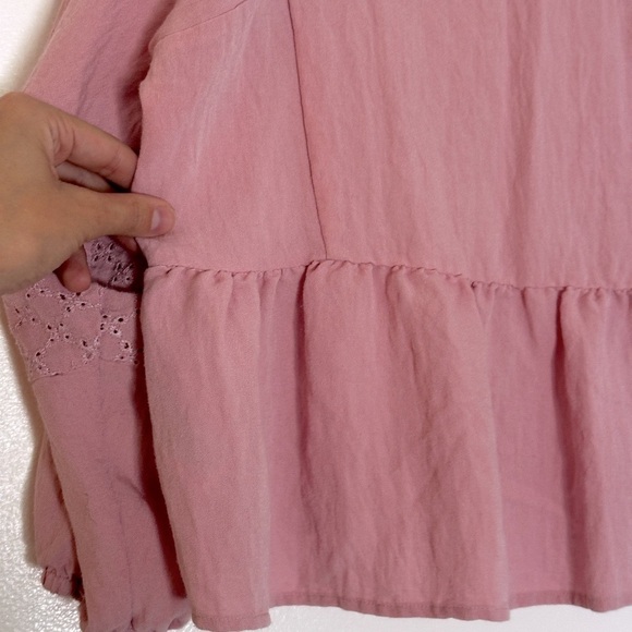 Z Supply Celeste Mauve Eyelet Blouse Cottagecore Coastal Bohemian - Picture 7 of 9